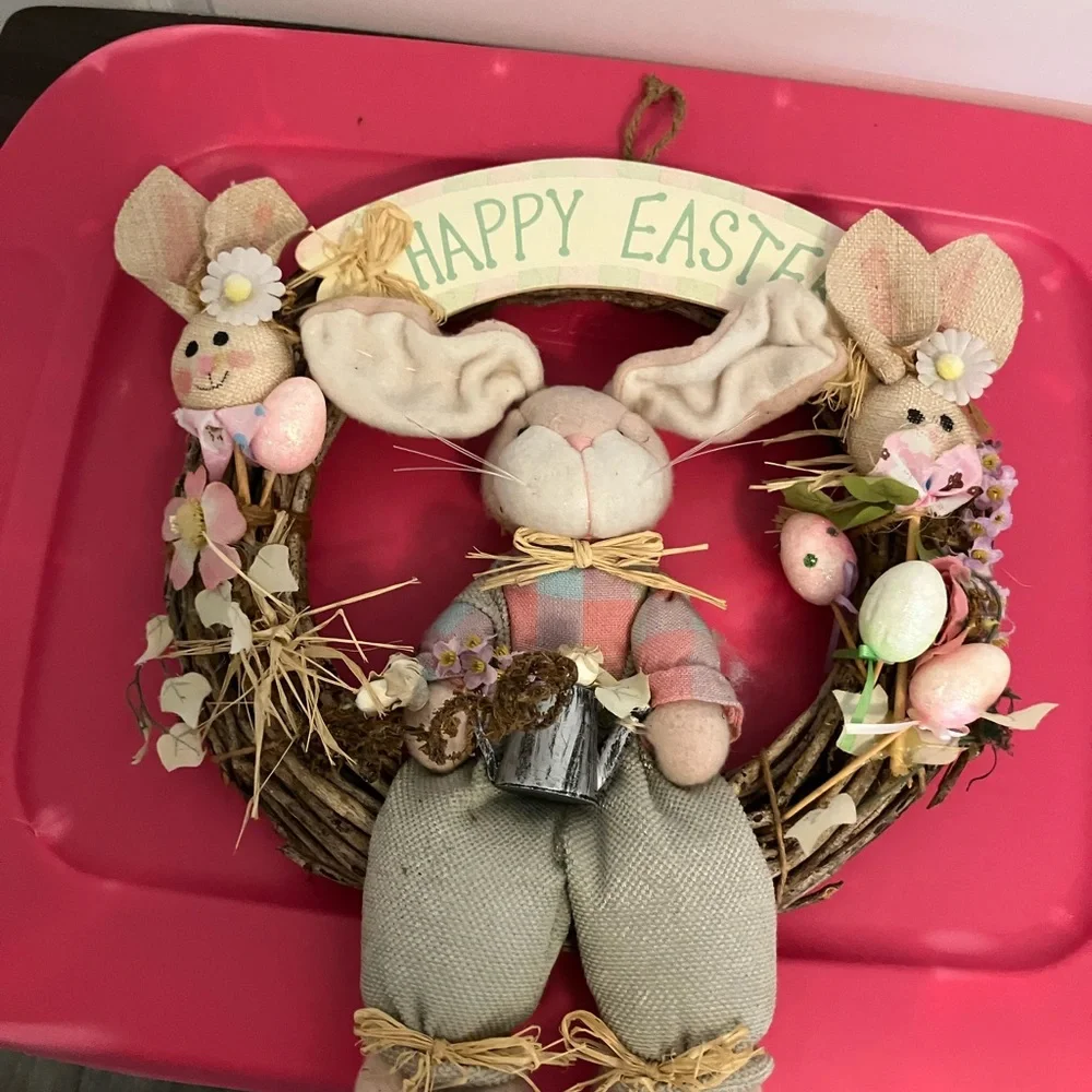 Easter Bunny Wreath with Pastel Accents